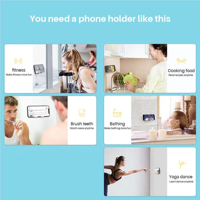 pitrice Wall Mount Phone Holder Wall Phone Holder Mount for All Phones and Mini Tablet