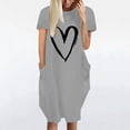thumbnail image 2 of Pisexur Robe Maxi pour Femme Grande Taille Été Décontractée à Imprimé Cœur à Manches Courtes Col Rond Ample Unie Chemise de Nuit Plissée Robe de Sommeil Confortable avec Poches, 2 of 5
