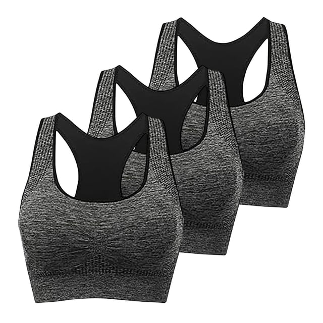 FAIWAD Women's 3 Pack Racerback Workout Tank Tops Basic No Underwire Athletic Stretch Padded Bralettes