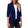thumbnail image 2 of Timegard Vestes Formelles pour Femmes Manches 3/4 Froncées Couleur Unie Travail Affaires Décontracté Blazer Vestes de Complet, 2 of 8