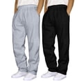thumbnail image 2 of Men's Hip Hop Pants 9 10 Casual Solid Color Track Simple Apparel Cuff Lace Up Workout Plush House Pants with Pocket 2 Mens Pants Straight Pcs, 2 of 3