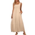 thumbnail image 2 of Ovzne Robes pour Femmes 2025 Robe Femme Robe Décontractée Sans Manches Mini Robe d'Été Printemps Col Rond Débardeur Ample Plage Courte Robes Robe d'Été Liquidation, 2 of 7