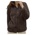 thumbnail image 1 of Kcodviy Women's Solid Color Fleece Fall Jacket Women Jacket Collar Zip Up Womens Jacket Cozy Outerwear, 1 of 3