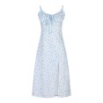 thumbnail image 3 of drppepioner Robe d'Été Femme Grande Taille Liquidation Mode Femme Camis Sans Manches Col en V Combinaison Imprimé Floral Robe Fendue de Plage, 3 of 7