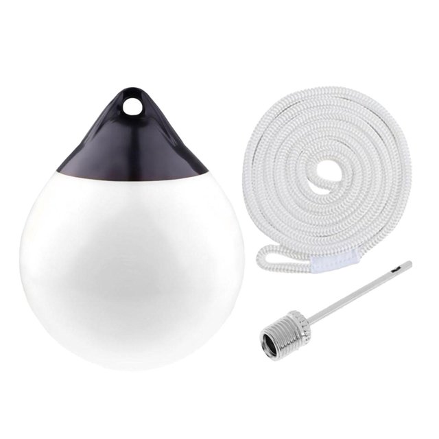 Almencla Quai à Balles pour Bateau Rond avec Goupille Gonflable et Corde de Protection Bouée d'Amarrage Ancre Blanc avec Corde Blanche