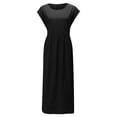 thumbnail image 4 of TopLLC Robes d'Été pour Femmes, Robe Maxi pour Femmes, Coton Col Rond Uni Sans Manches Col Rond Rétro Grande Taille Robes d'Été, Robes d'Été pour Femmes, 4 of 6