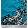 thumbnail image 1 of Soimoi Blue polyester Crepe Fabric Geomertic & Paisley Print Sewing Fabric Yard 42 Inch Wide, 1 of 3