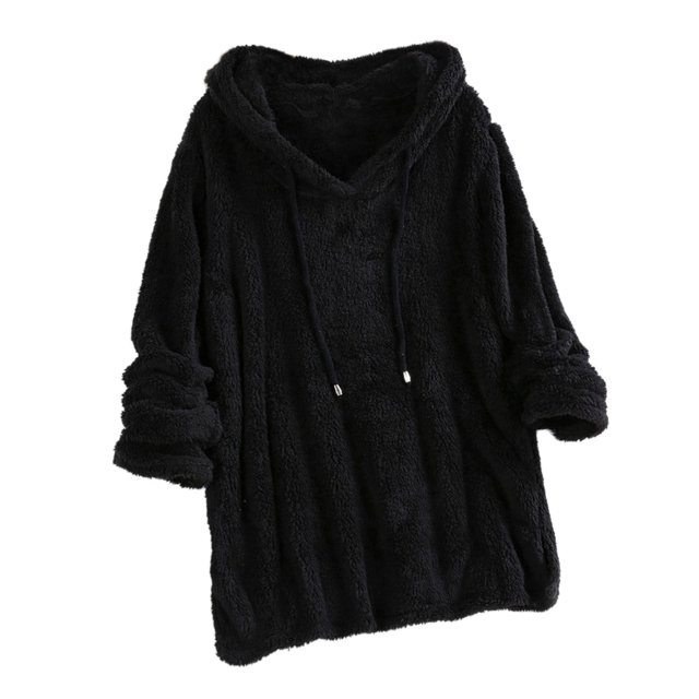 Kcodviy Femmes Décontracté Uni Peluche Femmes Chandails à Capuche Chandails à Capuche Manches Longues Chandails Femmes Longs Chandails à Capuche Blouse Hauts