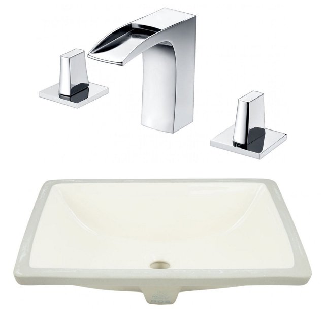 20.75-in. W CSA Rectangle Bathroom Undermount Sink Set In Biscuit - Chrome Hardware AI-23078