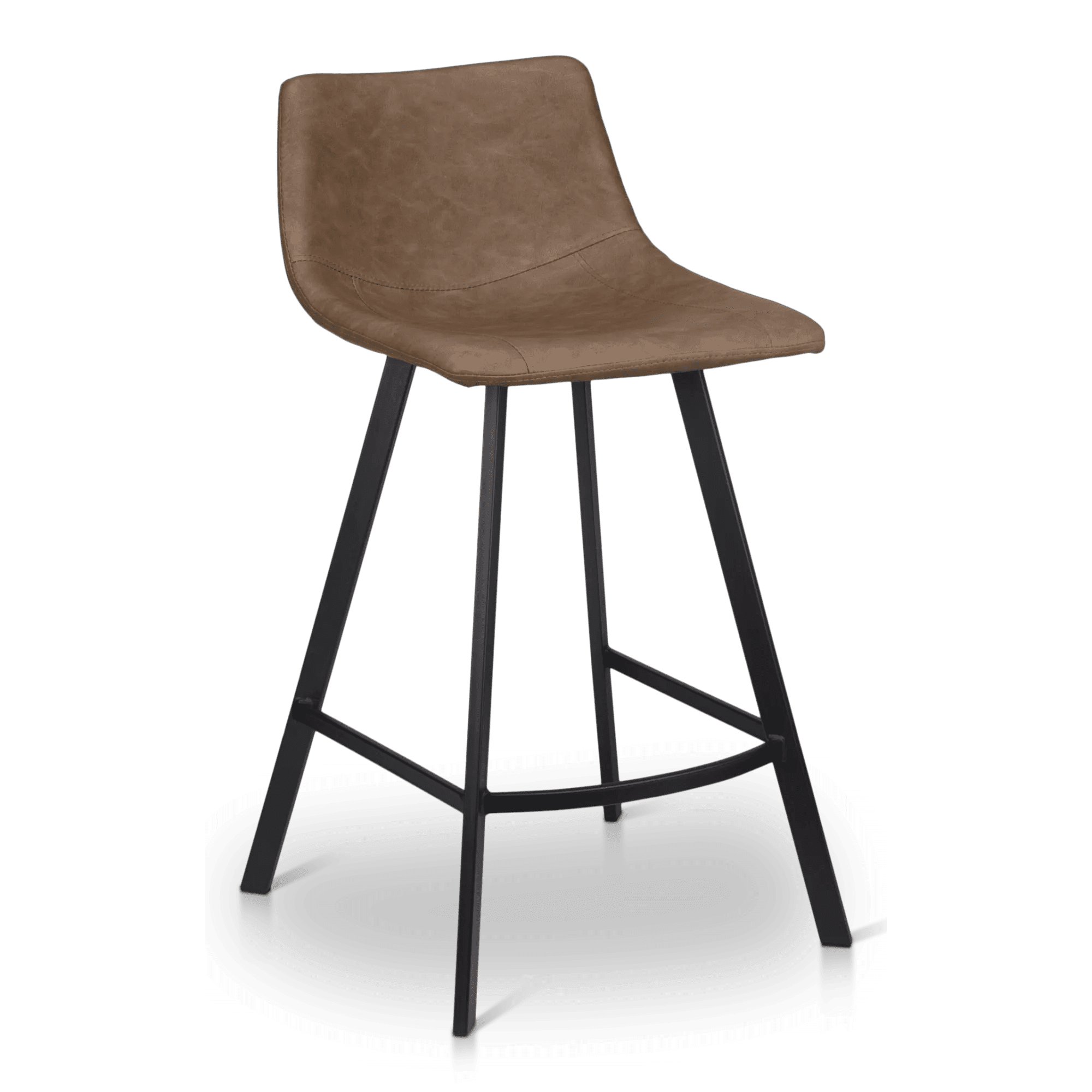 Bouclair Caramel Faux Leather and Metal Bar Stool