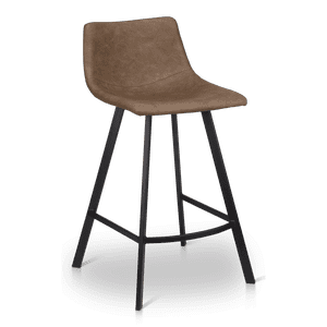 Bouclair Caramel Tabouret en cuir et métal faux