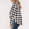 thumbnail image 3 of Women Fall Loose Plaid Tied Knot Long Sleeve Cardigan Shirt, 3 of 8