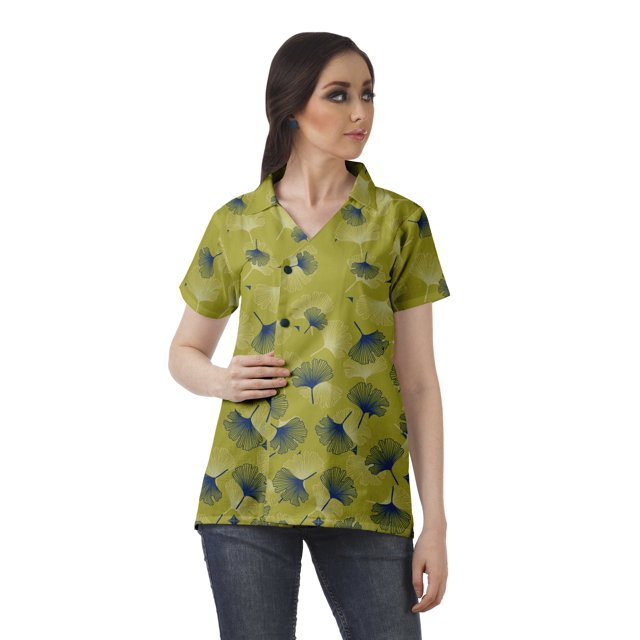 Moomaya Chemise Tunique Style Enveloppant pour Femmes en Coton Décontracté Col Classique Boutonné