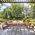 thumbnail image 1 of Costway 8PCS Patio Rattan Furniture Set Acacia Wood Frame Cushioned Sofa Chair Garden, 1 of 9
