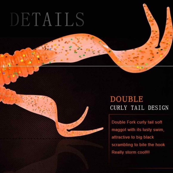 8 Pcs/Ensemble Leurre de Pêche vers Double Mérou Queue de Pêche Leurre Souple 75mm/3.3g Queue Fourchue Appât de Pêche pour Bar