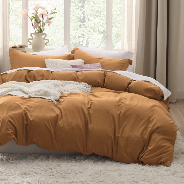 Bedsure Pumpkin Duvet Cover Queen Size - Soft Prewashed Queen Duvet Cover Set, 3 Pieces, 1 Duvet Cover 90x90 Inches with Zipper Closure and 2 Pillow Shams, Comforter Not Included