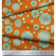 thumbnail image 3 of Soimoi Orange Poly Georgette Fabric Artistic Flower & Geometric Print Fabric by the Yard 42 Inch Wide, 3 of 5