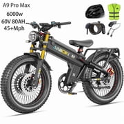 6000W(Peak)Dual Motor 45MPH Max Speed ANIIOKI A9 Pro Max Electric Bike for Adults,60V 80Ah Battery, 26"x4.8" Fat Tire, 200 Mile Range, Shimano 7-Speed,Off-Road Ebike UL2849
