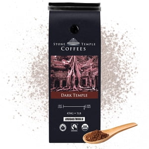 Stone Temple Coffees - Noir Temple, Sol, Roast foncé, certifié USDA & COR Commerce biologique et équitable, 100% Arabica Grade A, 1lb/454g sac
