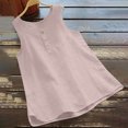 thumbnail image 2 of Dealovy Débardeurs Grande Taille pour Femmes Coton Lin Col Rond T-Shirts d'Été Blouses Sans Manches Amples Unies, 2 of 6