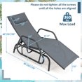 thumbnail image 2 of Gymax Chaise Longue de Patio à Bascule Fauteuil Inclinable Réglable Cadre Métallique Robuste Extérieur Gris, 2 of 9