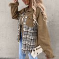 thumbnail image 4 of jsaierl Women Jean Jacket Long Sleeve Button Down Plaid Oversized Denim Shacket Jackets, 4 of 9