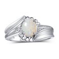 thumbnail image 1 of RYLOS Rings for Women Sterling Silver Swirl Z Ring 7X5MM Oval Gemstone &  Diamond Rings October Opal Jewelry Size 9, 1 of 7