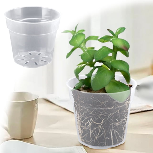REK Transparent Nursery Flowerpot 5 Packs Transparent Flowerpot Suitable For Indoor And Outdoor Universal Flowerpot