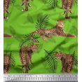 thumbnail image 1 of Soimoi Tissu Satin Modal Feuilles & Léopard Imprimé Animal au Mètre 42 Pouces de Large, 1 of 1