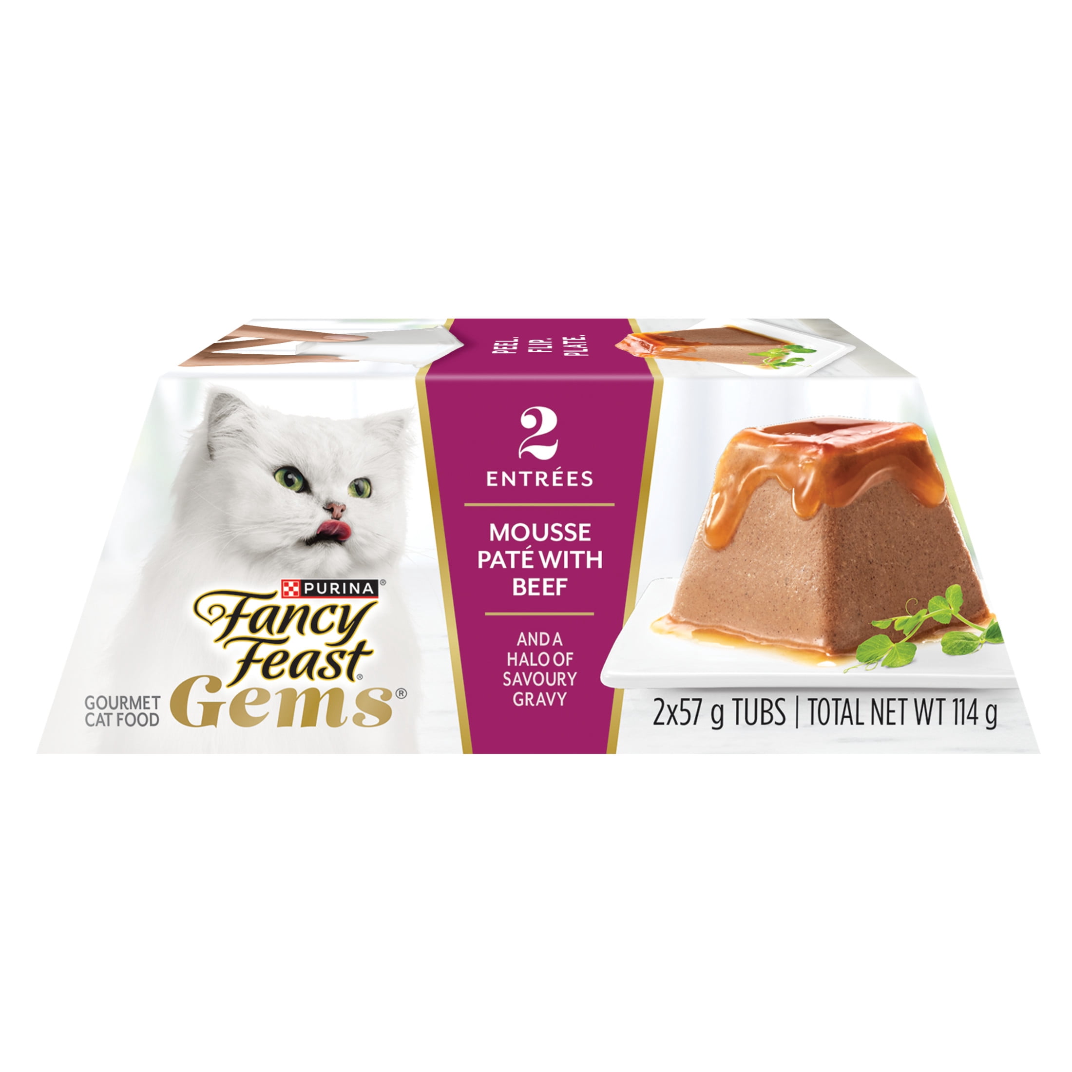 Fancy Feast Gems Mousse Paté with Beef, Wet Cat Food, 57 g x 2