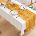 thumbnail image 4 of Matoen12 Cheese Cloth Table Runner 35 x 157 Inches Gauze Table Runner Boho Rustic Decorations for Wedding Decor Reception Bridal Shower Holiday Party, Yellow, 4 of 6