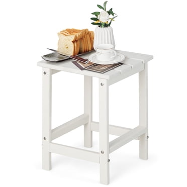 Costway 14" Patio Adirondack Side End Table HDPE Square Weather Resistant Garden White