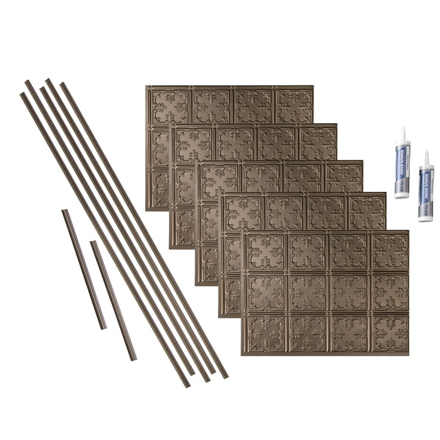 Fasade Decorative Vinyl Backsplash Kit 15 sq ft Argent Bronze Finish