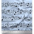 thumbnail image 1 of Soimoi Blue Cotton Cambric Fabric Notes Musical Instrument Print Fabric by Yard 42 Inch Wide, 1 of 1