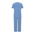 thumbnail image 4 of Grrvtrz Womens Scrubs Set Casual Workwear Drawstring Threaded Pant Legs 2PC, V Neck Stretch Scrub Top & Straight Leg Pants, 4 of 6