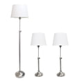 thumbnail image 1 of Elegant Designs Brushed Nickel Adjustable 3 Pack Lamp Set (2 Table Lamps, 1 Floor Lamp), 1 of 8