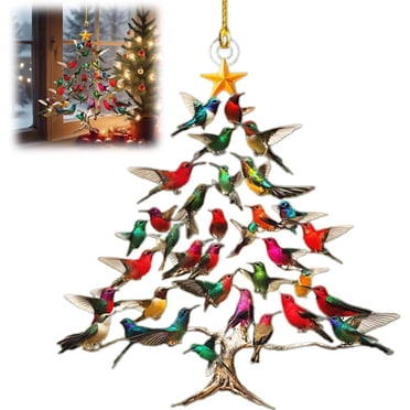 Apmemiss Christmas Clearance Hummingbird Ornament Gifts Hummingbird Lover Colorful Stack Hummingbird Home Decor Double Sided Acrylic Hummingbird Ornaments Festival Gifts for Family