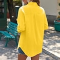 thumbnail image 3 of Womens Cotton Linen Button Down Shirts Boyfriend Long Sleeve Oversized Lapel Blouses Tops with Chest Pocket, 3 of 7