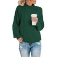 thumbnail image 1 of EGNMCR Chandails pour Femmes Femmes Décontracté Uni Manches Longues Épais Tricot Chandail Col Roulé Manteau, 1 of 1