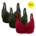 thumbnail image 1 of Bras for Women, 3PC Womans Large Size Solid Color Without Steel Ring Gathering Comfortable Bras Daily Bra, 1 of 3