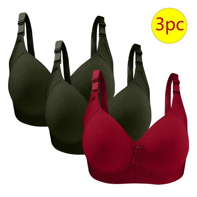 Bras for Women, 3PC Womans Large Size Solid Color Without Steel Ring Gathering Comfortable Bras Daily Bra