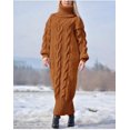thumbnail image 1 of Ladies‘ Winter Knitted Maxi Dress with Long Sleeves and High Neck, 1 of 2