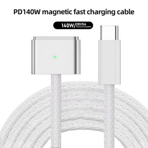 AxGear USB C à Magsafe 3 Fils tressés de charge de câble 6.5 Ft 2M Charger le cordon avec LED Indicateur de charge