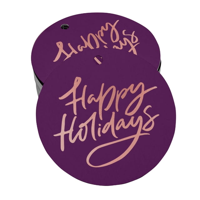 Inkdotpot Pack Of 50 Happy Holiday Favor Paper Tags Craft Real Rose Gold Foil Hang Tags
