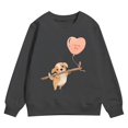 thumbnail image 4 of PMVFHDE Chandails à Col Rond Fille Automne et Hiver Saint-Valentin à la Mode et Intéressant Imprimé Chiot Chandail à Capuchon pour Enfants Gris Foncé, 4-5 Ans, 4 of 4