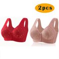 thumbnail image 2 of Yuyuzo Front Closure Bras for Women Plus Size 2 Pack Full Support Wireless Comfortable Everyday Bra, 2 of 3