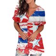 thumbnail image 2 of Hauts d'Été pour Femmes Grande Taille en Liquidation, T-Shirts à Col Rond Imprimés pour Femmes, T-Shirt à Manches Courtes, Blouse, Hauts Amples, T-Shirt à Col en V pour Femmes en Liquidation, 2 of 5