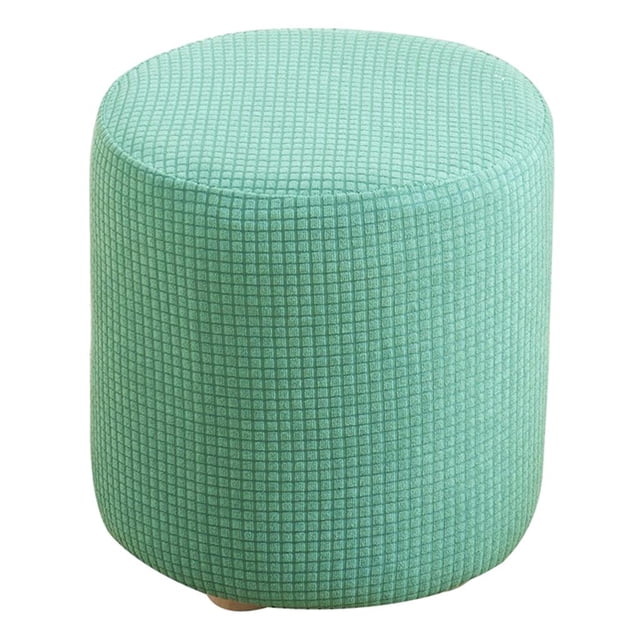 Housse de Tabouret en Velours, Pouf Rond Ottoman Chaise en Polyester Doux, Pouf Antipoussière Vert Pâle