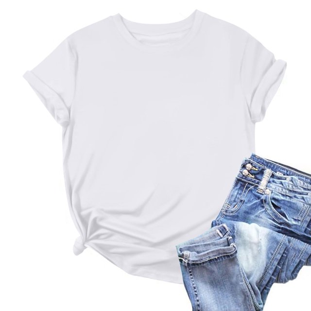 Weiqiqre Hauts pour Femmes Tendance Col Rond T-Shirt Basique - Hauts Mode Été Printemps - T-Shirts Surdimensionnés pour Femmes
