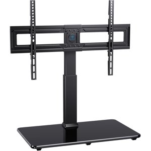 PERLESMITH Swivel Universal TV Stand for 37-80 inch LCD OLED Flat/Curved Screen TVs-Height Adjustable Table Top Center TV Stand with Wire Management,